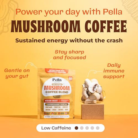 Drops Of Nature Ashwagandha & Saffron Liquid Drops Supplement (Mixed Berry 60Ml) & Pella Nutrition Mushroom Coffee With Lion'S Mane (Low-Caffeine 60 Cups) Vegan Non-Gmo Focus & Mood Balance