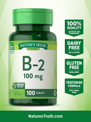 Nature's Truth Vitamin B-2 100mg Tablets, 100 Count