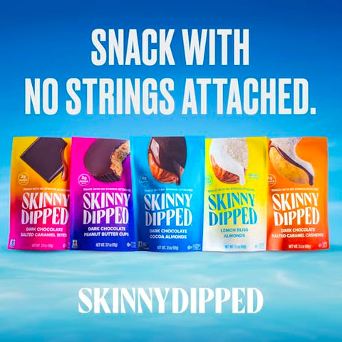 SkinnyDipped Dark Chocolate Peppermint Covered Almonds, Healthy Snack, Plant Protein, Gluten Free, 1.2 Ounce (Pack of 15)