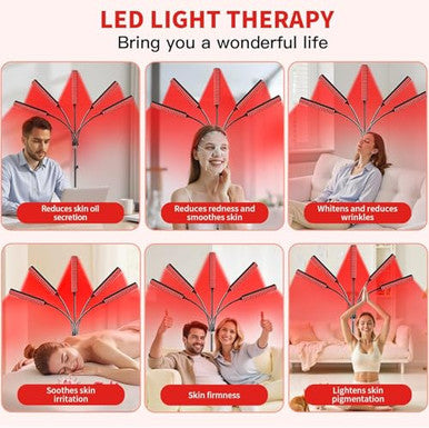 Cholas Red Light Therapy For Face Body 5 Heads Red Infrared Light Therapy Devices With Stand 5 Levels Adjustable Brightness 660Nm And 850Nm Near Infrared Light For Full Body Muscle For Women