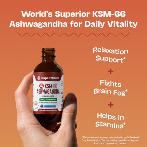 Drops Of Nature Ksm-66 Ashwagandha Liquid Drops Vegan Gmo Free & Fast Absorbing Form Ashwagandha Supplements For Daily Wellness Support Promotes Focus And Clarity Supports Daily Vitality (Mixed Berry 60Ml)