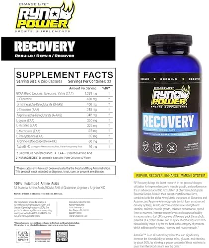 Ryno Power Recovery Postworkout Supplement Capsules (33 Servings)