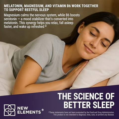 Elements Melatonin Gummies 10Mg With Magnesium Glycinate & Vitamin B6 Sleep Support Relaxation & Stress Relief Non-Gmo Gluten- Great-Tasting Natural Grape Flavor