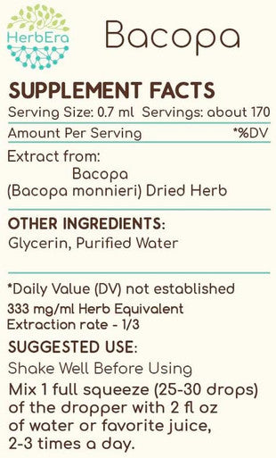Bacopa B120 Alcohol-Free Herbal Extract Tincture, Bacopa (Bacopa Monnieri) Dried Herb (4 fl oz)
