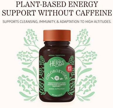 Herbs Etc. ChlorOxygen Chlorophyll Concentrate Softgels High Potency Chlorophyll for Detoxification Support