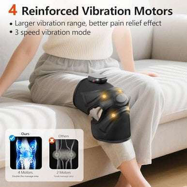 Emicool Cordless Knee Massager With Heat Vibration Heated Electric Knee Brace Massager For Pain Relief Muscle Relaxation 3 In 1 Knee Warmers Wrap For Shoulder Leg Elbow 4 Motors Christmas s For Dad Mom