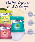 Zand Immunity Variety 3 Pack - Lemon Zinc Menthol And Cherry Ecea Zinc Throat Lozenges - Good-For-You Dry Mouth Lozenges Immune Support Supplement - Natural Flavor Vegan Gluten 50Ct Ea