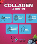 Doctors Finest Collagen And Biotin 10000Mcg Gummies, Vegan, Gmo-, Gluten , Natural Raspberry Flavor Gummy Vitamins, For Hair Growth, Hair Skin And Nails Dietary Supplement, 90 Gummies