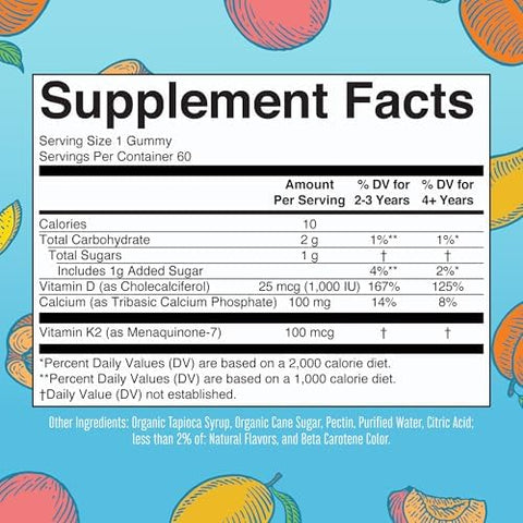 MaryruthS Vitamin K2+D3 Gummies (Peach Mango and Apricot) and Usda Organic Probiotic Drops Clean Label Project Verifieda' Vitamins For Joint Support and Overall Health Vegan NonGmo Gluten