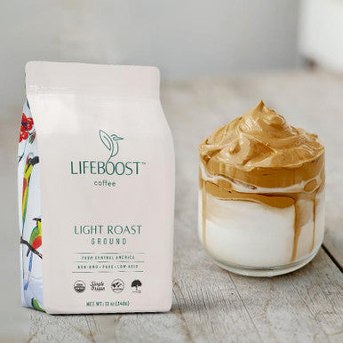 Lifeboost Light Roast Ground Coffee Non GMO Single Origin Low Acid Organic Light Roast Coffee Third Party Tested For Mycotoxins and Pesticides Ground 12 Ounces