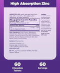 Natrol High Absorption Zinc 7.5 Mg Per Serving, Dietary Supplement For Immune Health, Chewable Tablets For Adults, 60 Zinc Tablets, 60 Day Supply