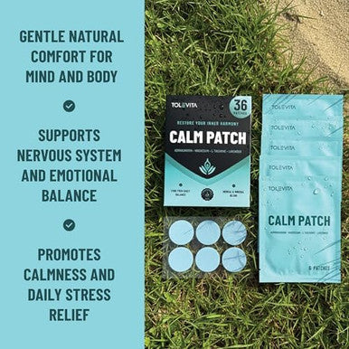 Tolevita Calm Patches Blue Relaxation And Stress Relief With Gaba Ashwagandha Ltheanine Passion Flower Magnesium Herbal Mood And Calm Support 36 Pcs