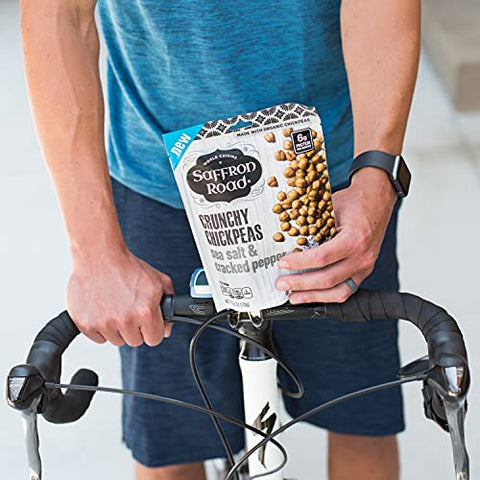 Saffron Road Organic Crunchy Chickpea SnacksGluten NonGMO Halal Kosher Vegan (Sea Salt and Cracked Pepper 6 oz (4 Pack))