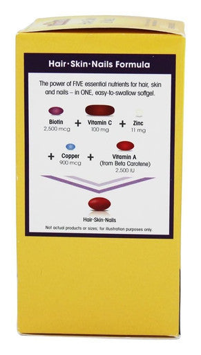 Nature Made Hair Skin & Nails With 2500 Mcg Of Biotin Softgels 60 Count For Supporting Healthy Hair Skin And Nails