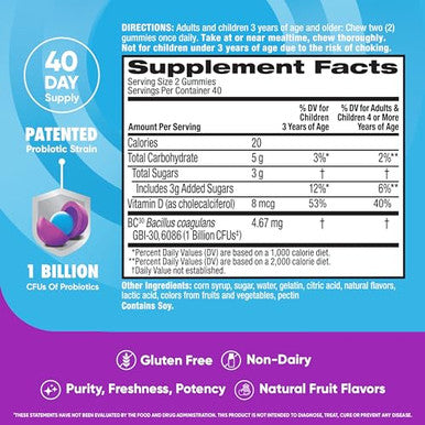 Digestive Advantage Probiotics For Digestive Health Probiotic Gummies & Vit D Daily 80Ct