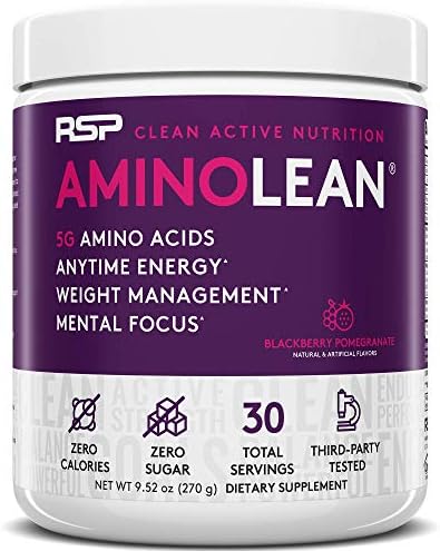 Rsp Nutrition Aminolean Pre Workout Energy (Blackberry Pomegranate 30 Servings) With Truefit Protein Powder (Vanilla 2 Lb)