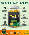 Dr. Joel'S Immune Support Vitamin C 2000 Mg - 200 Tablets - With Zinc, Elderberry, Rose Hip, Echinacea - Boosts Immune System- Made In Usa
