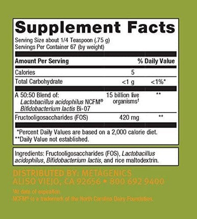 Metagenics UltraFlora Synergy - Daily Probiotic - Immune Health & Digestive Support - Prebiotic | 67 Servings