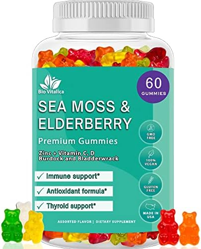 Bio Vitalica (Bundle) Sea Moss Elderberry (1 Pack) & Quercetin (2 Packs) & Sea Moss Ashwagandha (1 Pack)
