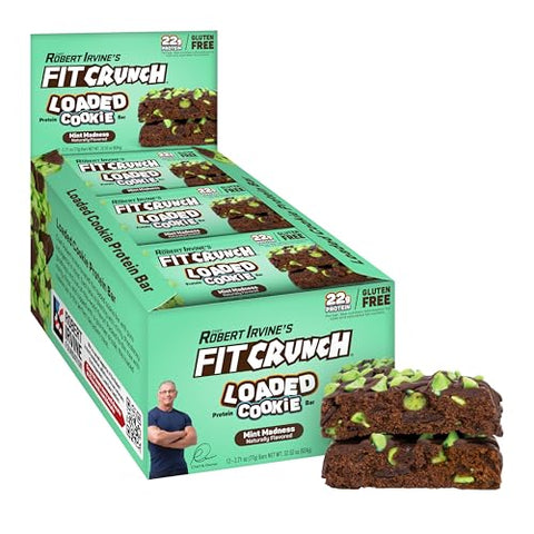Fit Crunch Loaded Cookie Protein Bar High Protein Gluten Protein Snack (12 Cookie Bars Chocolate Deluxe)