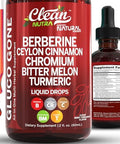 Organic Ceylon Cinnamon Berberine Liquid Drops Supplement With Bitter Melon Extract, Glucomannan, Gymnema, Chromium, Turmeric, Organic Panax Ginseng, Apple Cider Vinegar, Moringa Powder Vegetarian