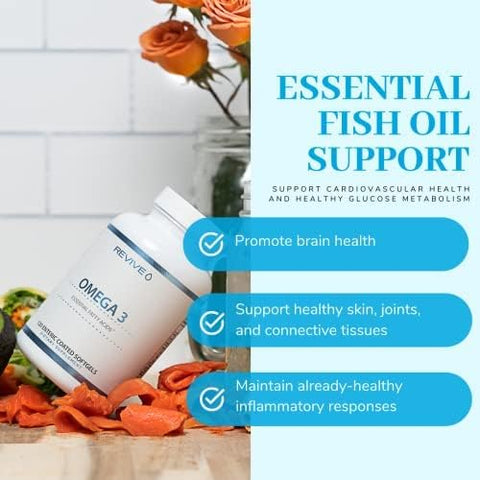 Revive Md Omega 3 Fish Oil Supplements For Men & Women " Softgels With Epa & Dha Fatty Acids For Healthy Skin & Joints Heart & Brain Support " Veganfriendly Gluten (120 Softgels)
