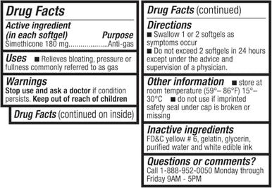 HealthA2Z Gas Relief Simethicone 180mg | Relieves from Stomach Discomfort and Gas | Anti Flatulence | Relieves Gas Fast