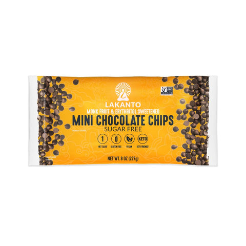 Lakanto Sugar Free Chocolate Chips - Monk Fruit Sweetener and Erythritol, Perfect for Baking, Pancakes, Muffins, Protein Bites, Melting, Mixing, Snacking, Gluten Free, Vegan (8 oz - Pack of 3)
