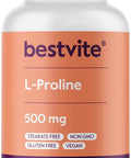 Bestvite L-Proline 500mg (120 Vegetarian Capsules) - No Stearates - No Fillers - Vegan - Gluten - Non GMO