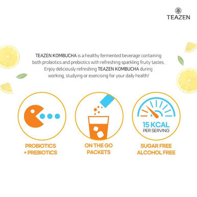 Teazen 3 Flavors 40 Sticks Variety Pack Kombucha Lemon (20 Sticks) and Berry Citron Flavor (20 Sticks)