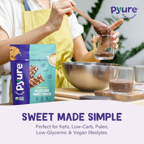 Pyure Organic Allulose Sweetener | Plant-Based Sugar Alternative, No Erythritol | Zero Carb, Zero Calorie, Keto Friendly, Zero Glycemic Index, Vegan, Gluten-Free, Non-GMO, USDA Organic | 9 oz