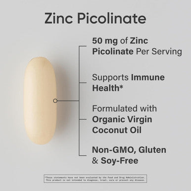 Sports Research Zinc Picolinate 50Mg With Organic Coconut Oil Highly Absorbable Zinc Supplement For Healthy Immune Function - Non-Gmo Verified, Gluten & Soy (60 Liquid Softgels)
