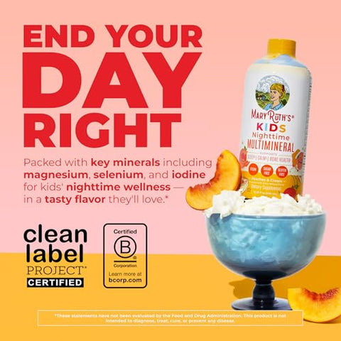 Maryruth'S Kids Liquid Nighttime Multimineral By Maryruth'S Bone Health Immune Function Bedtime Supplement Kids Vitamins Magnesium Vegan Sugar Free 30-180 Servings 15.22 Fl Oz