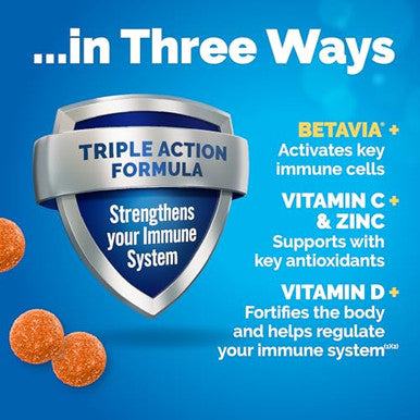 Emergen-C Immune Triple Action Immune Support Gummies Betavia (R) 1000Mg Vitamin C B Vitamins Vitamin D And Antioxidants Super Orange 45 Count