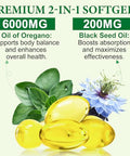 Aebefbaw Oregano Oil Capsules With Black Seed Oil 120 Softgels 6000Mg