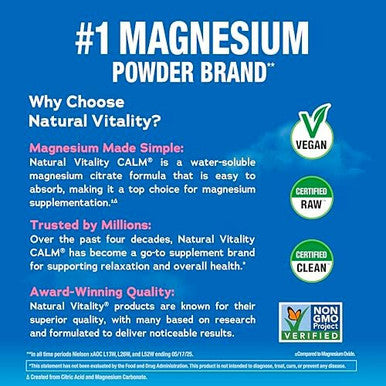 Natural Vitality Calm Magnesium Supplement Anti Stress Drink Mix Powder Gluten Free Vegan & Non GMO