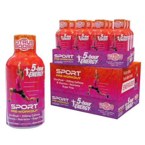 5Hour Energy Extra Strength Sport Shots With Citrapeak Vital Orange Flavor Preworkout 24 Count (1.93 Fl Oz)