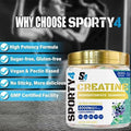 Sporty4 CREATINE Gummies Ultra + BCAA 8000mg | 120 Gummies of Creatine Monohydrate | BCAA | L Carnitine | Vitamin B6 and B12. Pre Workout Muscle Recovery Supplement for Men and Women Blueberry Flavour.