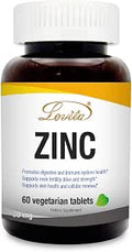 Lovita Zinc 30mg WellAbsorbed Chelated Zinc Supplements for Men and Women Vegan Non GMO for Immune Support and Healthy Skin Gluten 60 Tablets