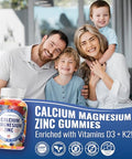 Nutrapep Calcium Magnesium Zinc Supplement Gummies - With Vitamin D3 K2 Magnesium Glycinate - Orange Berry Flavored Vegan Sugar-Free Gluten Free Chewable For Men Women Kids