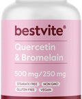 Bestvite Quercetin with Bromelain 500mg/250mg (120 Vegetarian Capsules) - No Stearates - No Silicon Dioxide - Vegan - Non GMO - Gluten