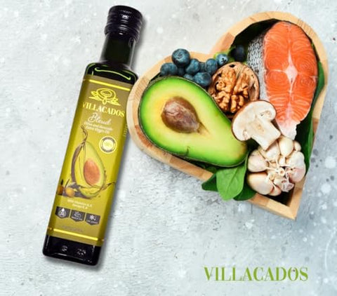 Villacados Extra Virgin Olive & Extra Virgin Avocado Oil Blend, 100% Pure Cold Pressed, Naturally Blended, Unrefined, Cooking, Frying, Grilling, Marinades & Dressings 8.5oz