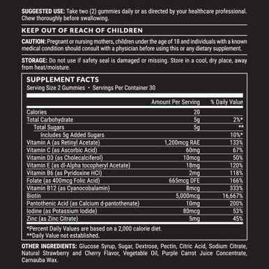 Pete & Pedro Biotin Gummies - Daily Hair Growth Strengthening Supplement For Stronger Hair, Skin, & Nails Cherry Flavor Biotin Gummy 5000Mcg Per Serving As Seen On Shark Tank, 60 Count