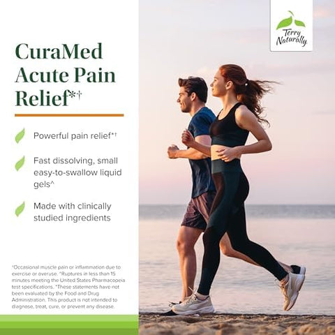 Terry Naturally Curamed Acute Pain Relief Supplement With Bcm95 Curcumin & Bos10 Boswellia Black Sesame Seed Oil To Support Relief Of Occasional Discomfort 60 Liquid Gels (Pack Of 2)