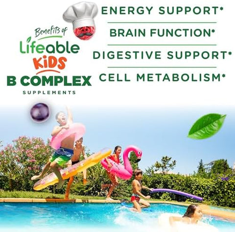 Lifeable Vitamin B Complex For Kids With Vit C Great Tasting B Complex Gummies Vegan Kids B Complex Energy And Nerve Support 90 Gummies