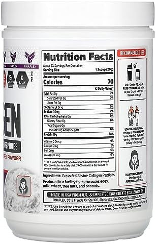 Finaflex Pure Collagen Unflavored 1 Lb Supports Hair Skin Nails & Joints 19G Of Grassfed Bovine Collagen Peptides Per Serving 23 Servings