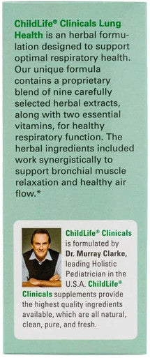 ChildLife Clinicals Lung Health - Lung Support Supplement, All-Natural, Made with 9 Herbal Supplements, Non-GMO, Gluten- - Natural Vanilla Flavor, 2 Fluid Ounces