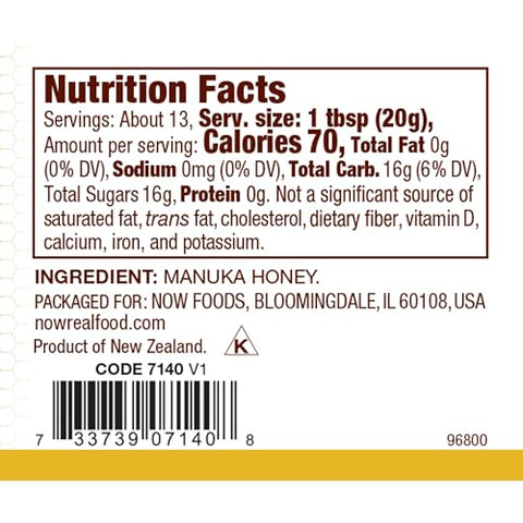 NOW Foods, Manuka Honey, Sweet, Rich And Robust Flavor With A Creamy Texture, 8.8-Ounce