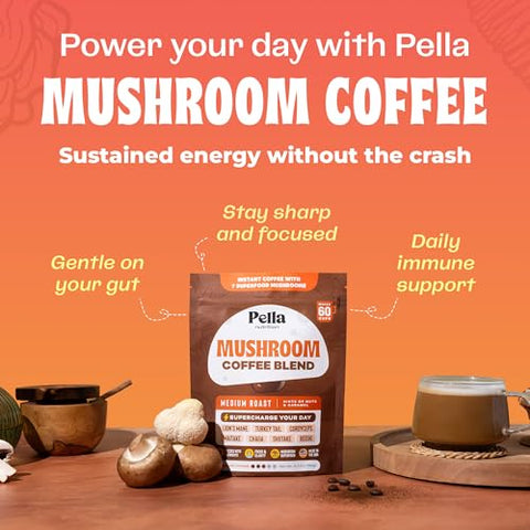 Drops Of Nature Magnesium Glycinate With Vitamin K2 D3 Drops (Mixed Berry 60 Ml) & Pella Nutrition Mushroom Coffee With Lion'S Mane (Regular Caffeine 60 Cups) Vegan Non-Gmo Focus & Bone Health