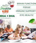 Lifeable Omega 3 For Kids Gummies With Vegan Dha Supplement Kids Omega 3 Fish Oil Alternative From Plant Based Flaxseed Oil Great Tasting Supplement 60 Gummies